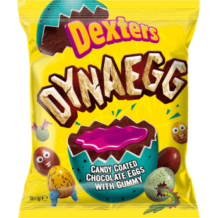 Dexters Dynaeggs Candy Coated Chocolate Eggs With Gummy 80g 12 Pack Dexters Dynaeggs Candy Coated Chocolate Eggs With Gummy 80g 12 Pack